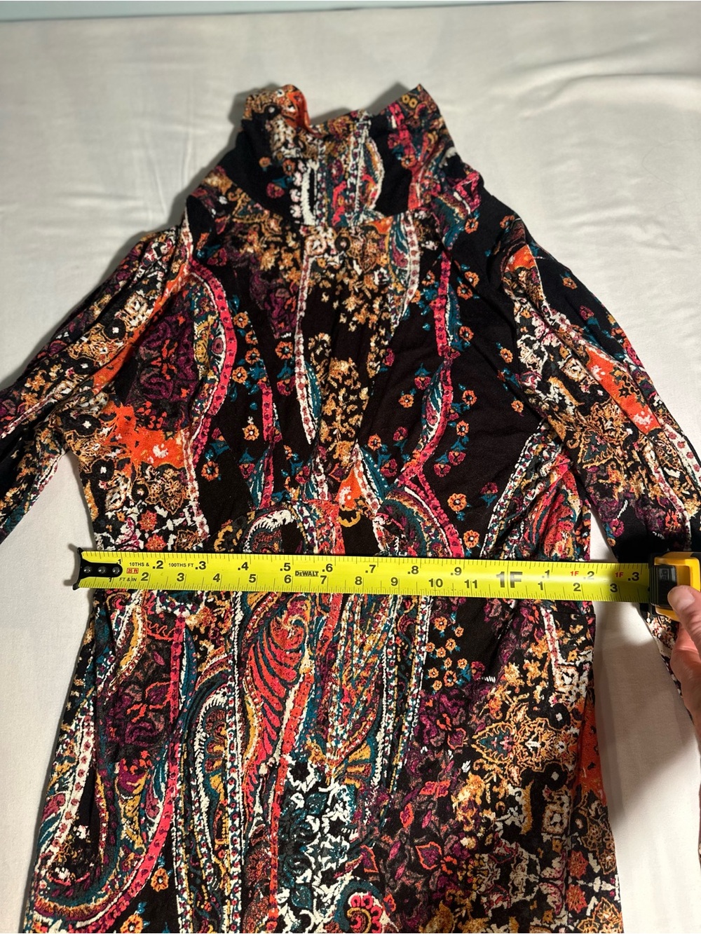 Free People Black Multi Paisley-Print Mock Neck Mini Dress with Cut-Out Back, M - Picture 4 of 8
